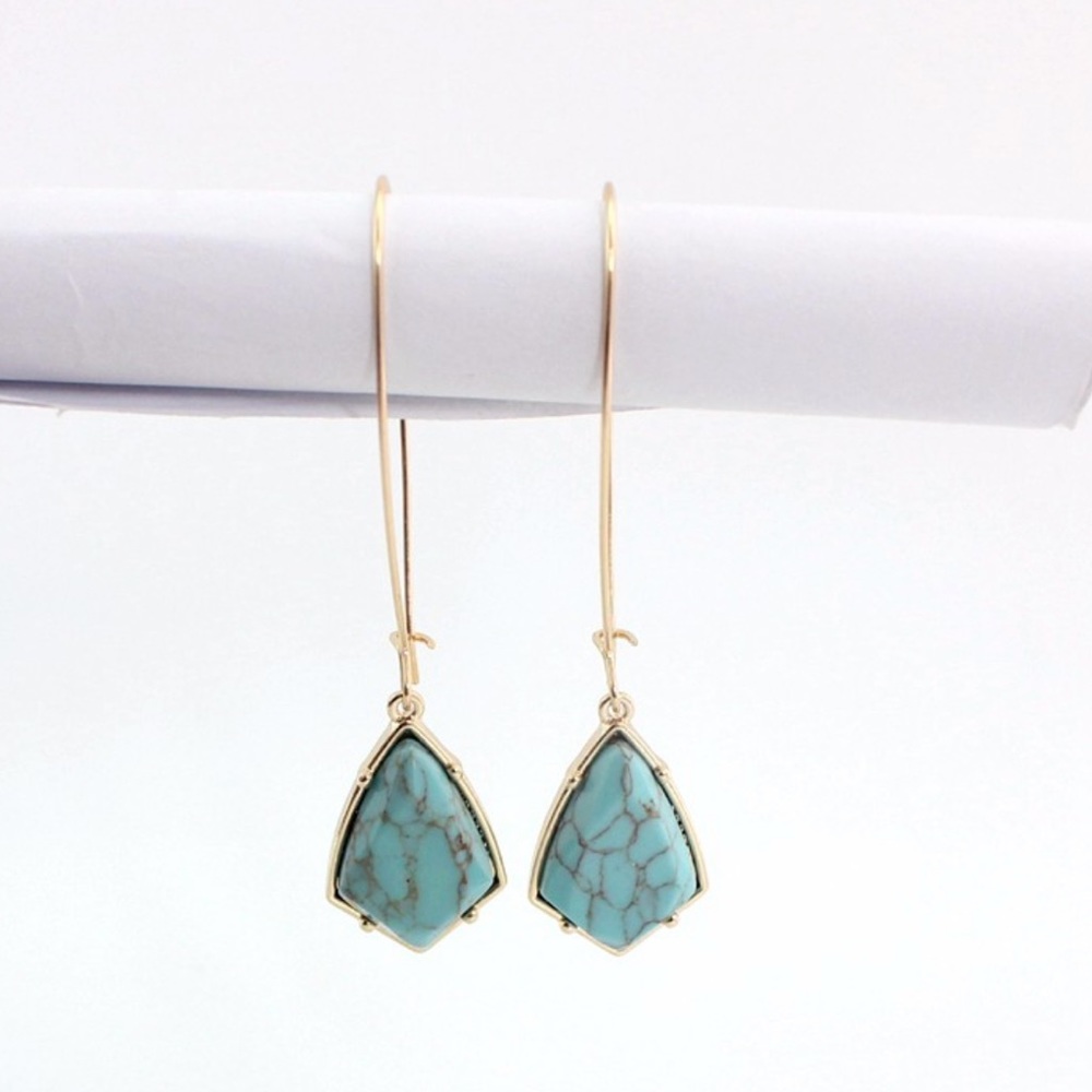 FINAL PRICE Turquoise Ear Hook Drop Earrings - Picture 1 of 3